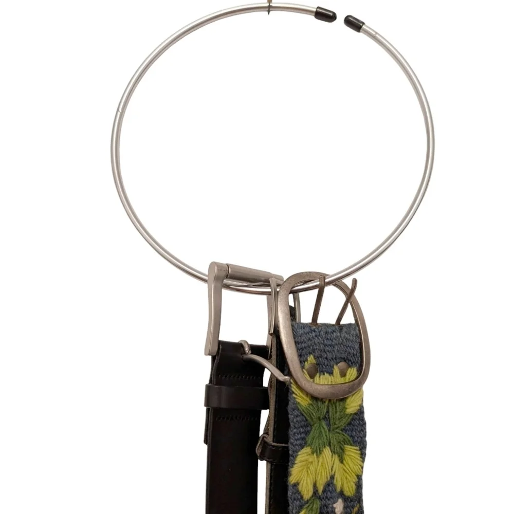 CONTAINER STORE Belt Holder Hoop Scarf Tie Silver Closet Organizer